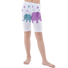 Elephant Love Kids  Mid Length Swim Shorts by Valentinaart