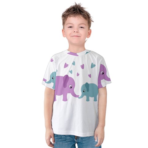 Elephant Love Kids  Cotton Tee by Valentinaart