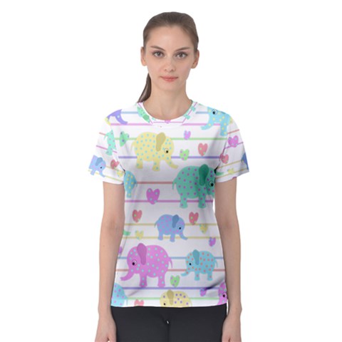 Elephant Pastel Pattern Women s Sport Mesh Tee by Valentinaart