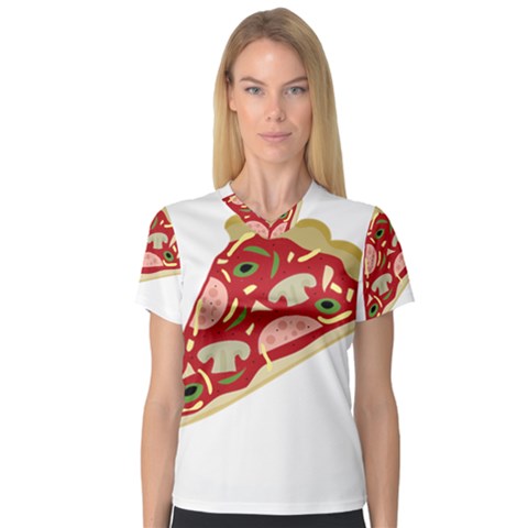 Pizza Slice Women s V-neck Sport Mesh Tee by Valentinaart