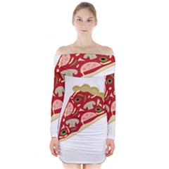 Pizza Slice Long Sleeve Off Shoulder Dress by Valentinaart