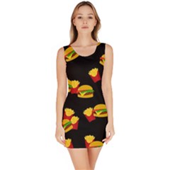 Hamburgers And French Fries Pattern Sleeveless Bodycon Dress by Valentinaart