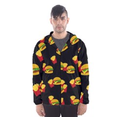 Hamburgers And French Fries Pattern Hooded Wind Breaker (men) by Valentinaart