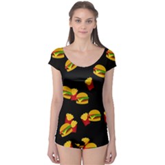 Hamburgers And French Fries Pattern Boyleg Leotard  by Valentinaart