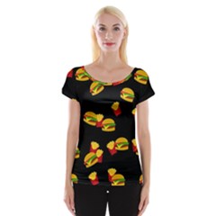 Hamburgers And French Fries Pattern Women s Cap Sleeve Top by Valentinaart