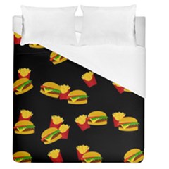 Hamburgers And French Fries Pattern Duvet Cover (queen Size) by Valentinaart