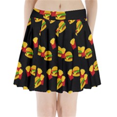 Hamburgers And French Fries Pattern Pleated Mini Skirt by Valentinaart