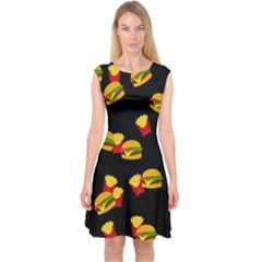 Hamburgers And French Fries Pattern Capsleeve Midi Dress by Valentinaart