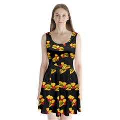 Hamburgers And French Fries Pattern Split Back Mini Dress  by Valentinaart