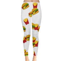 Hamburgers And French Fries  Leggings  by Valentinaart