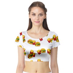 Hamburgers And French Fries  Short Sleeve Crop Top (tight Fit) by Valentinaart