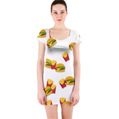 Hamburgers And French Fries  Short Sleeve Bodycon Dress by Valentinaart