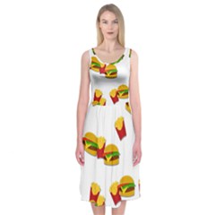 Hamburgers And French Fries  Midi Sleeveless Dress by Valentinaart