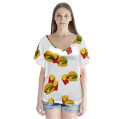 Hamburgers And French Fries  Flutter Sleeve Top by Valentinaart