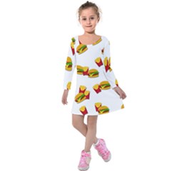 Hamburgers And French Fries  Kids  Long Sleeve Velvet Dress by Valentinaart