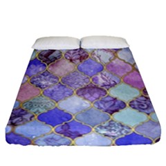 Blue Moroccan Mosaic Fitted Sheet (queen Size) by Brittlevirginclothing