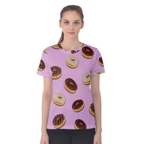 Donuts Pattern - Pink Women s Cotton Tee by Valentinaart