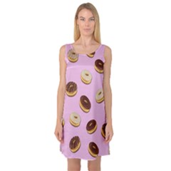 Donuts Pattern - Pink Sleeveless Satin Nightdress by Valentinaart