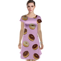 Donuts Pattern - Pink Cap Sleeve Nightdress by Valentinaart