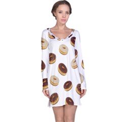 Donuts Pattern Long Sleeve Nightdress by Valentinaart