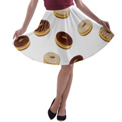 Donuts Pattern A-line Skater Skirt by Valentinaart