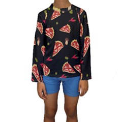 Pizza Slice Patter Kids  Long Sleeve Swimwear by Valentinaart