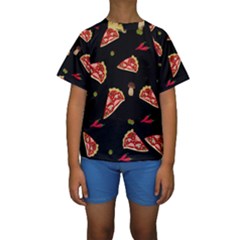 Pizza Slice Patter Kids  Short Sleeve Swimwear by Valentinaart