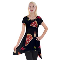 Pizza Slice Patter Short Sleeve Side Drop Tunic by Valentinaart