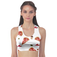 Pizza Pattern Sports Bra by Valentinaart