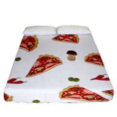 Pizza Pattern Fitted Sheet (queen Size) by Valentinaart