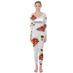 Pizza Pattern Long Sleeve Catsuit by Valentinaart