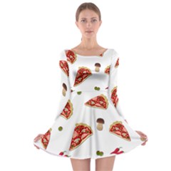 Pizza Pattern Long Sleeve Skater Dress by Valentinaart