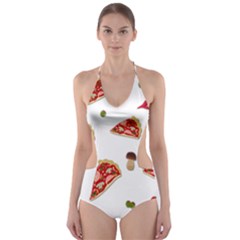 Pizza Pattern Cut-out One Piece Swimsuit by Valentinaart