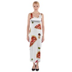 Pizza Pattern Fitted Maxi Dress by Valentinaart