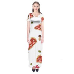 Pizza Pattern Short Sleeve Maxi Dress by Valentinaart