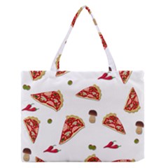 Pizza Pattern Medium Zipper Tote Bag by Valentinaart