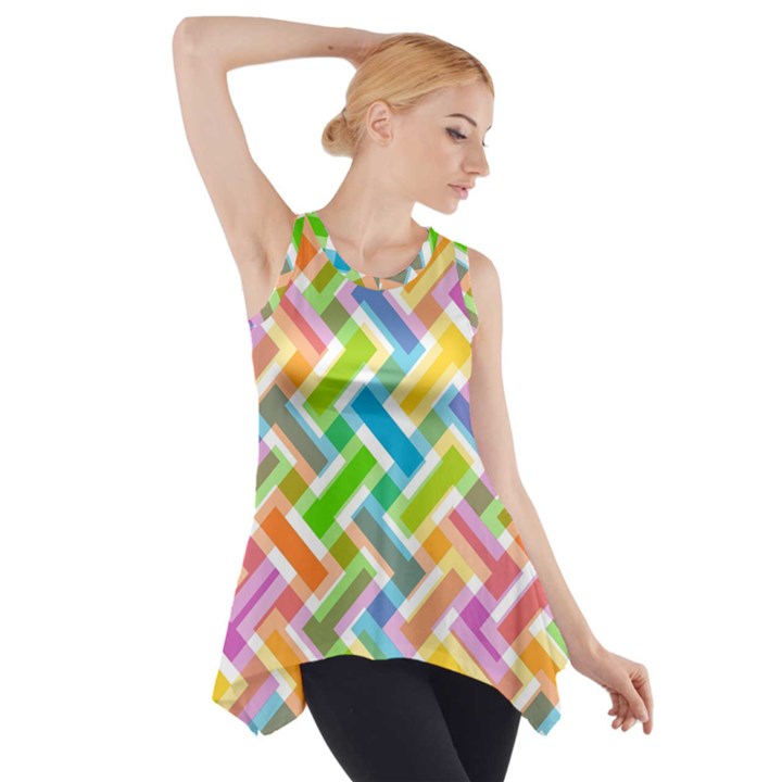 Abstract Pattern Colorful Wallpaper Side Drop Tank Tunic