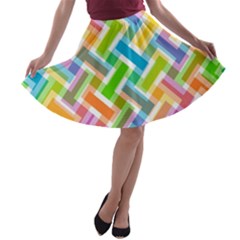 Abstract Pattern Colorful Wallpaper A-line Skater Skirt