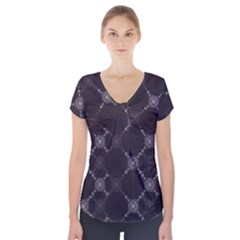 Abstract Seamless Pattern Short Sleeve Front Detail Top