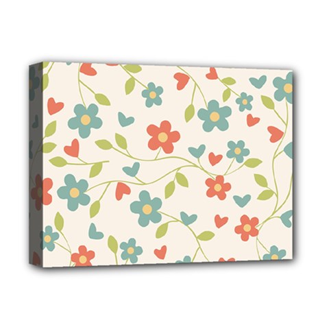 Abstract Vintage Flower Floral Pattern Deluxe Canvas 16  X 12   by Amaryn4rt