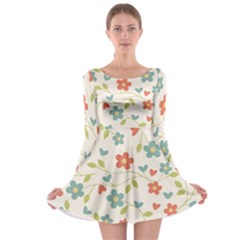 Abstract Vintage Flower Floral Pattern Long Sleeve Skater Dress by Amaryn4rt