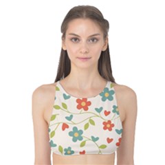 Abstract Vintage Flower Floral Pattern Tank Bikini Top by Amaryn4rt