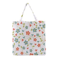 Abstract Vintage Flower Floral Pattern Grocery Tote Bag