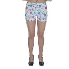 Abstract Vintage Flower Floral Pattern Skinny Shorts by Amaryn4rt