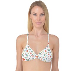 Abstract Vintage Flower Floral Pattern Reversible Tri Bikini Top by Amaryn4rt