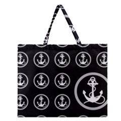 Anchor Pattern Zipper Large Tote Bag