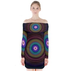 Artskop Kaleidoscope Pattern Ornamen Mantra Long Sleeve Off Shoulder Dress by Amaryn4rt