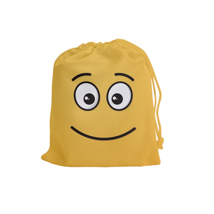 Smiling Face with Open Eyes Drawstring Pouches (Large) 