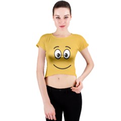 Smiling Face With Open Eyes Crew Neck Crop Top by sifis