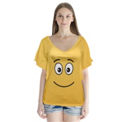 Smiling Face With Open Eyes Flutter Sleeve Top by sifis